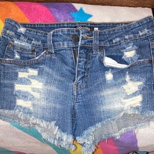 Eunina Ripped Blue Jean Shorts